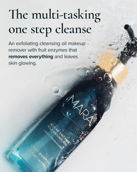 MARA Algae Enzyme Cleansing Oil texture closeup showing silky cleansing feel.
