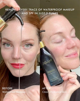 MARA Algae Enzyme Cleansing Oil texture on hand demonstrates silky slip for effortless makeup removal