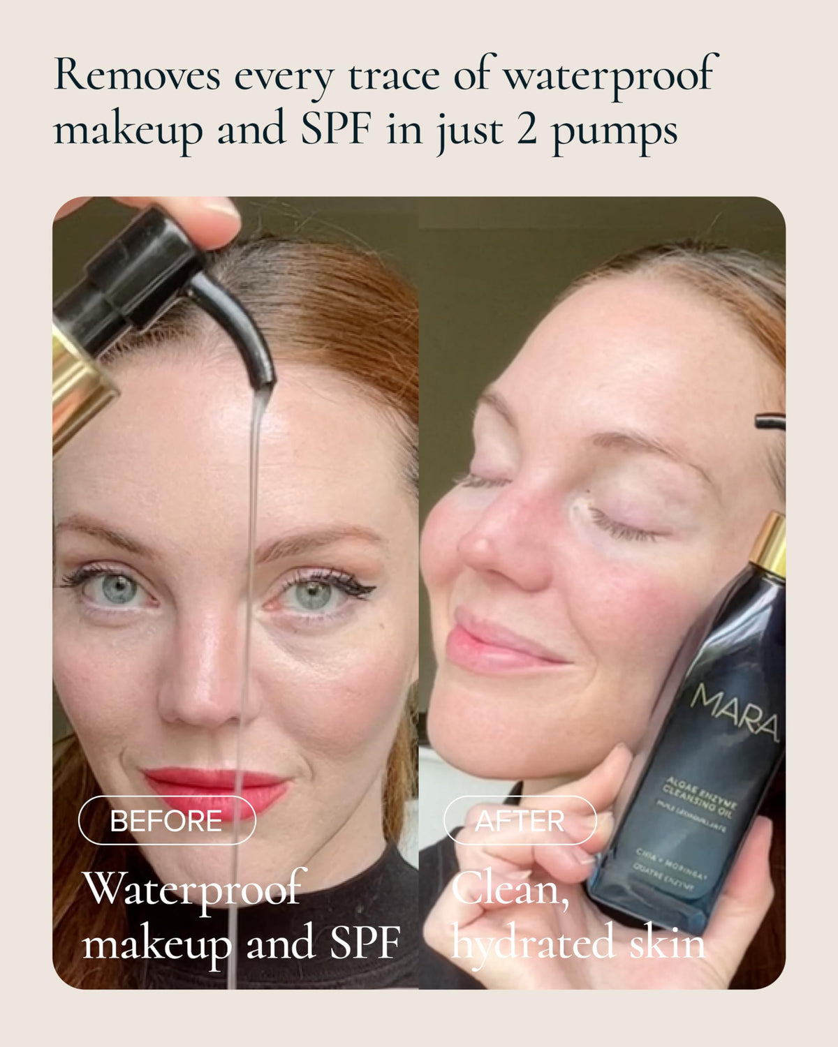 MARA Algae Enzyme Cleansing Oil removing waterproof makeup with ease.