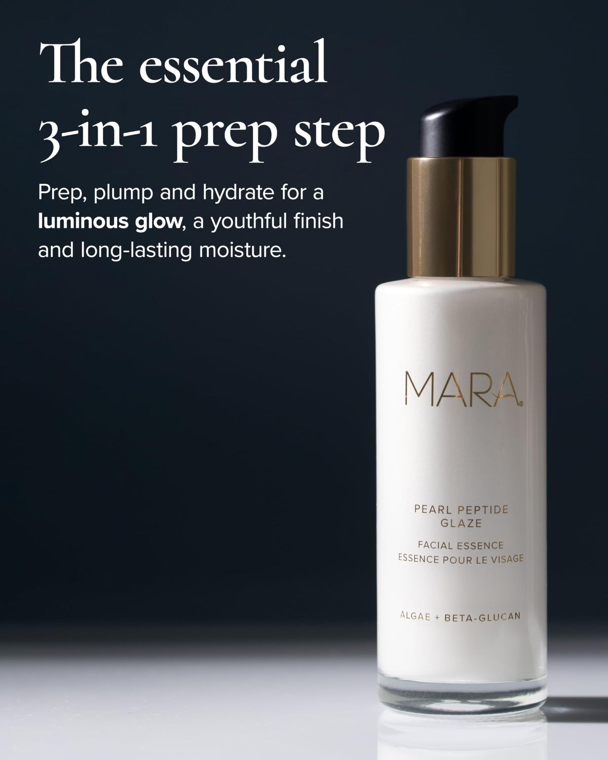 MARA Pearl Peptide Glaze label highlights clean, fragrance-free formula for sensitive skin.