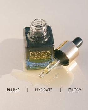 MARA Universal Face Oil antiaging results imagery hints smoother, firmer-looking skin.