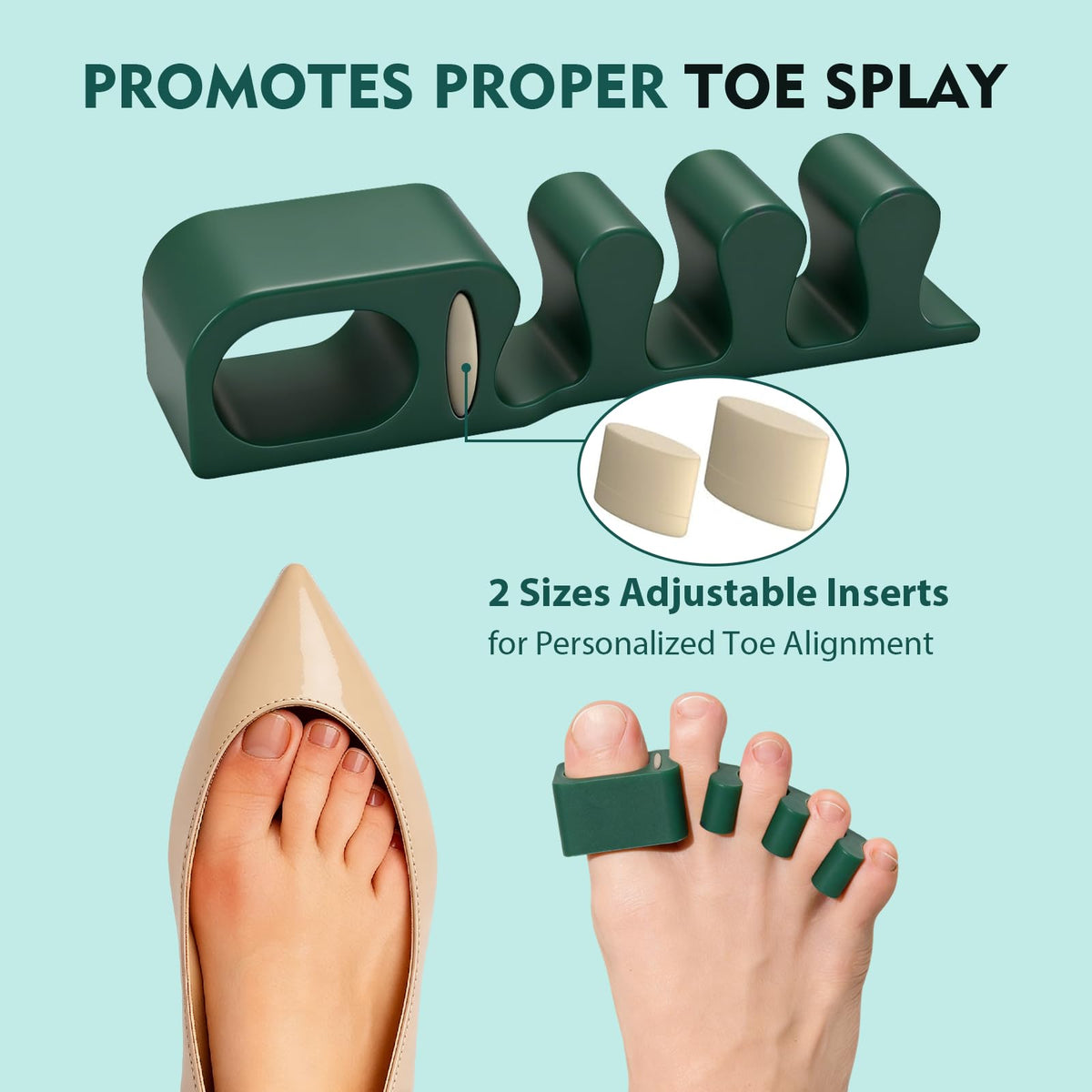 Marbe toe separators in daily wear usage for comfortable toe spacing.