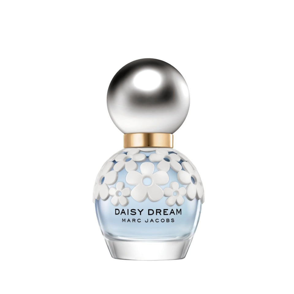 Marc Jacobs Daisy Dream bottle with sky blue juice, airy scent preview for daily wear