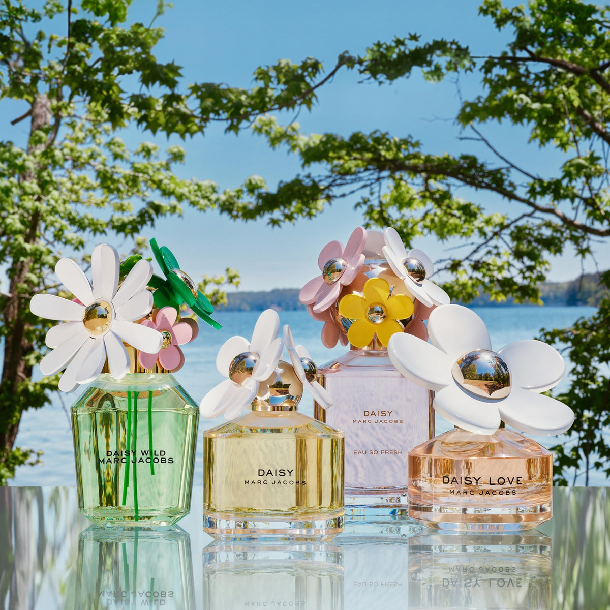 Marc Jacobs Daisy Eau So Fresh floral heart closeup, wild rose and lychee