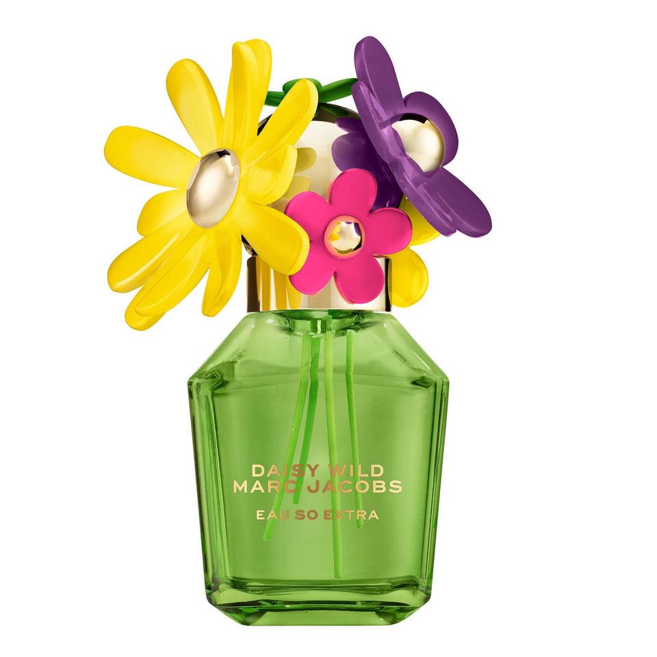 Marc Jacobs Daisy Wild bottle cap close-up with vibrant florals for collectible appeal
