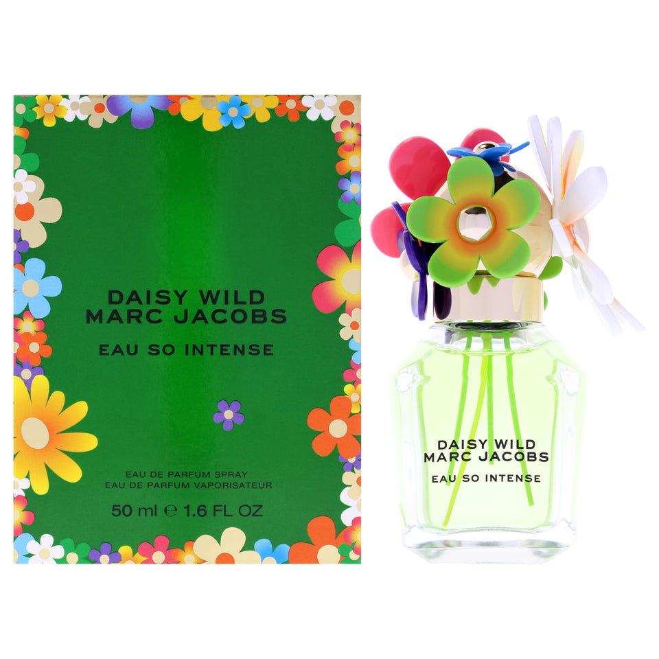 Marc Jacobs Daisy Wild Intense bottle shows a bold floral fragrance for daily wear.