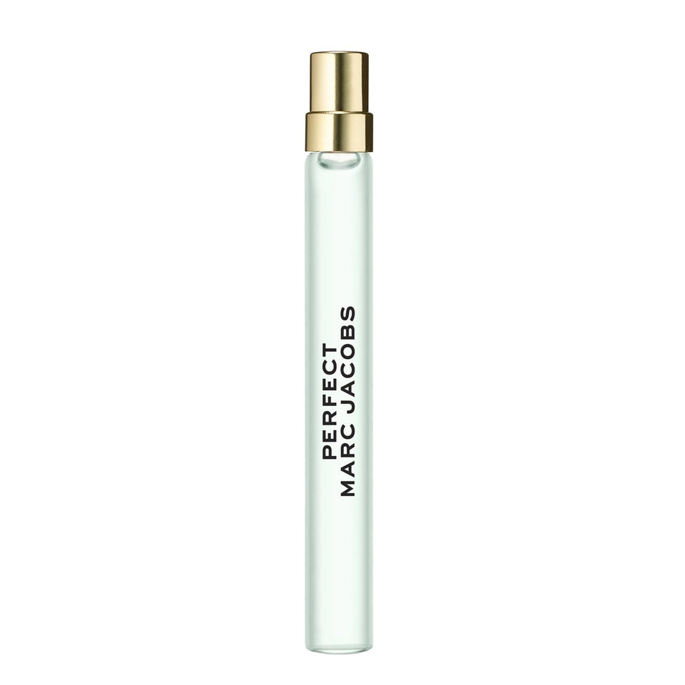 Marc Jacobs Perfect Eau de Toilette travel spray bottle for on the go freshness.