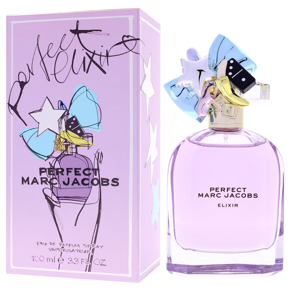Marc Jacobs Perfect Elixir bottle glass shine highlights premium presentation