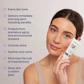 Marcelle BB Cream Beauty Balm light swatch blending with fair skin for natural tone.