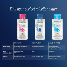 Marcelle micellar water cotton pad application for effortless makeup removal.