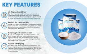MARCO ESRA Dead Sea salts bath scene suggests spa-like luxury at home.
