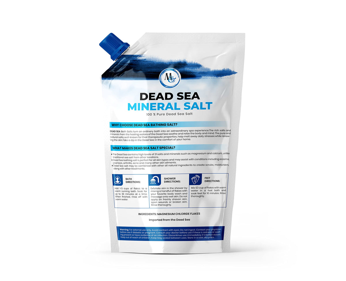 MARCO ESRA Dead Sea salts pouring to create a fragrant, mineral-rich bath.
