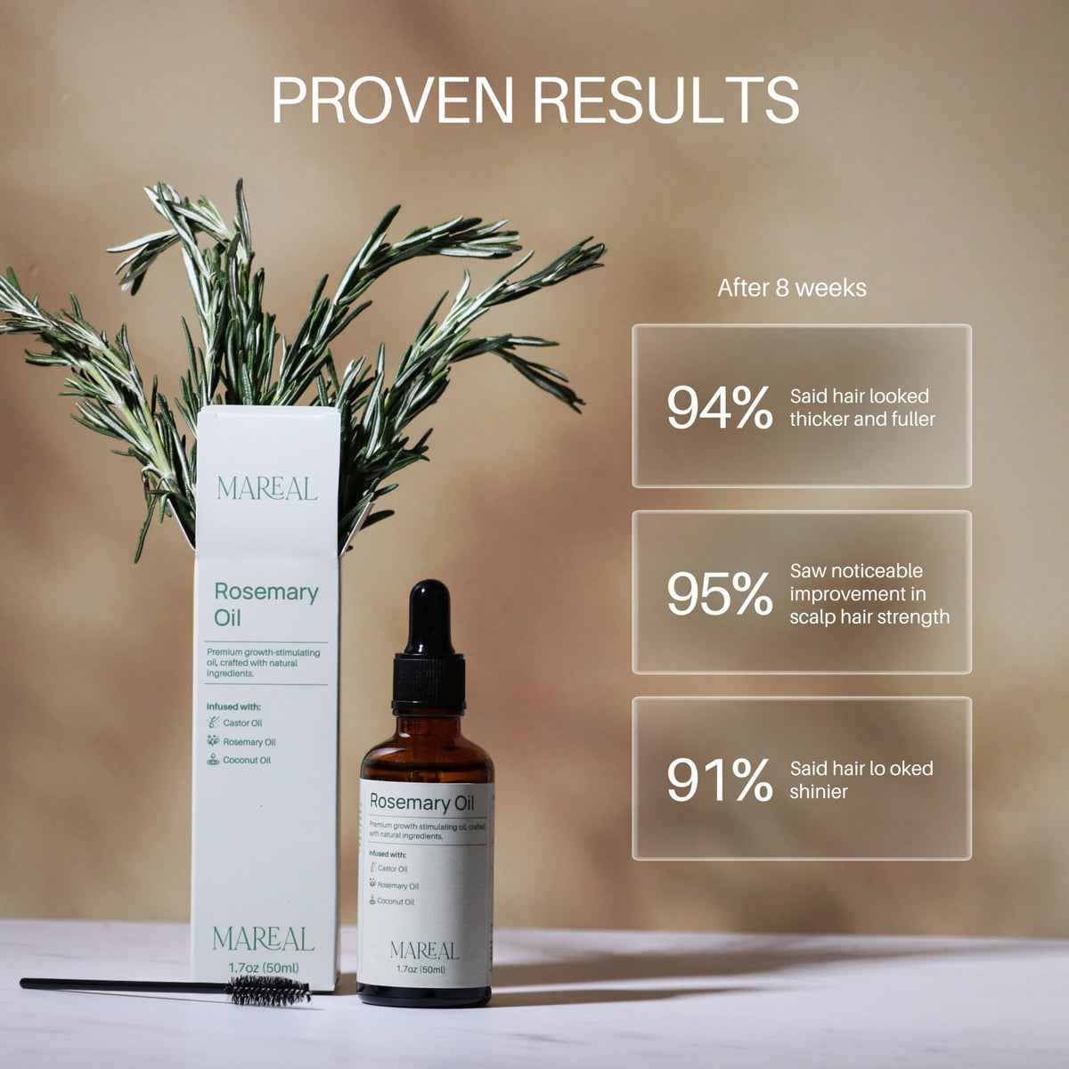 MAREAL oil blend with castor and coconut for nourishing hair follicles.