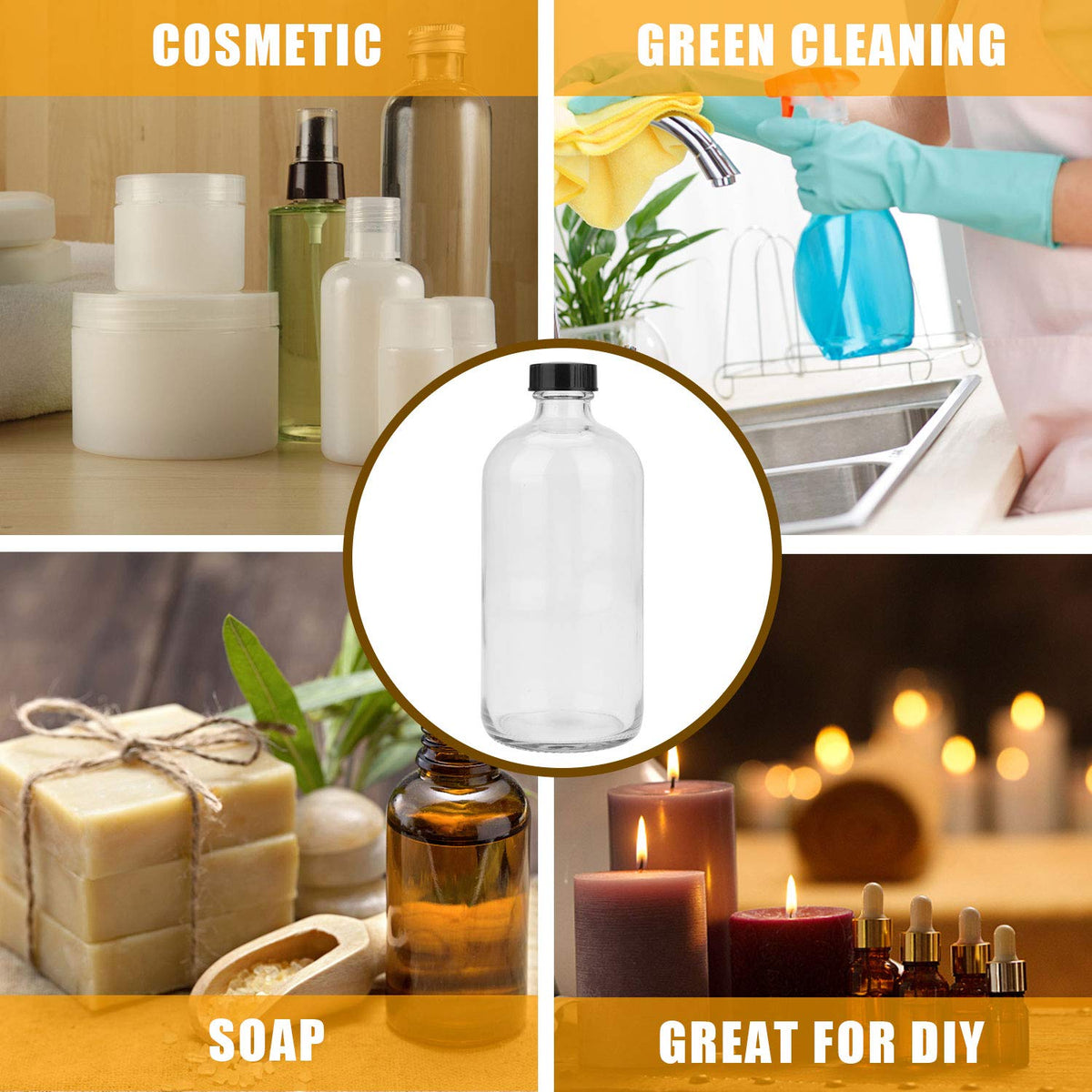 Maredash 16oz glass bottle set ideal for home bar, lab, or kitchen