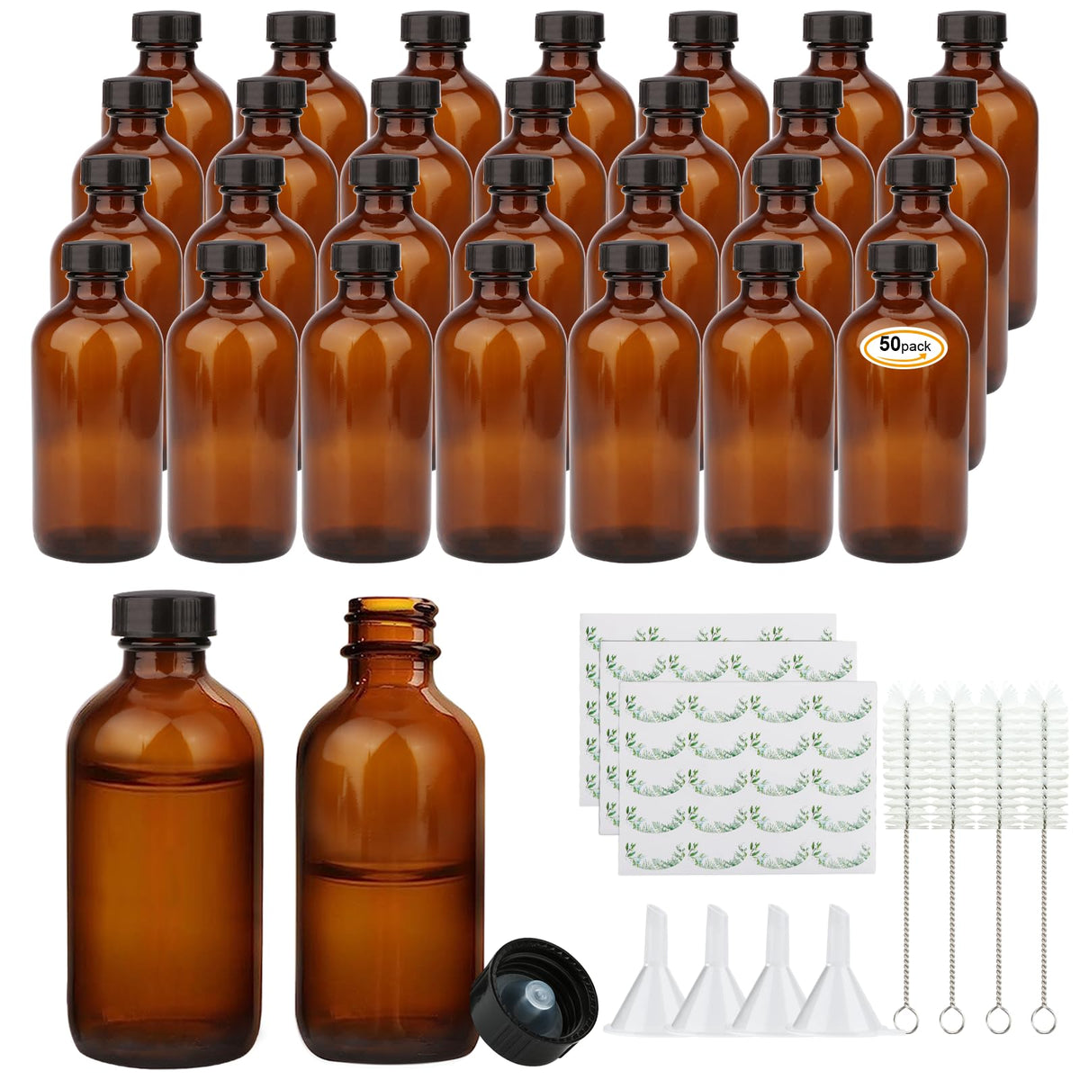 Maredash 4oz amber Boston bottle protects contents from light, ideal for vanilla extract