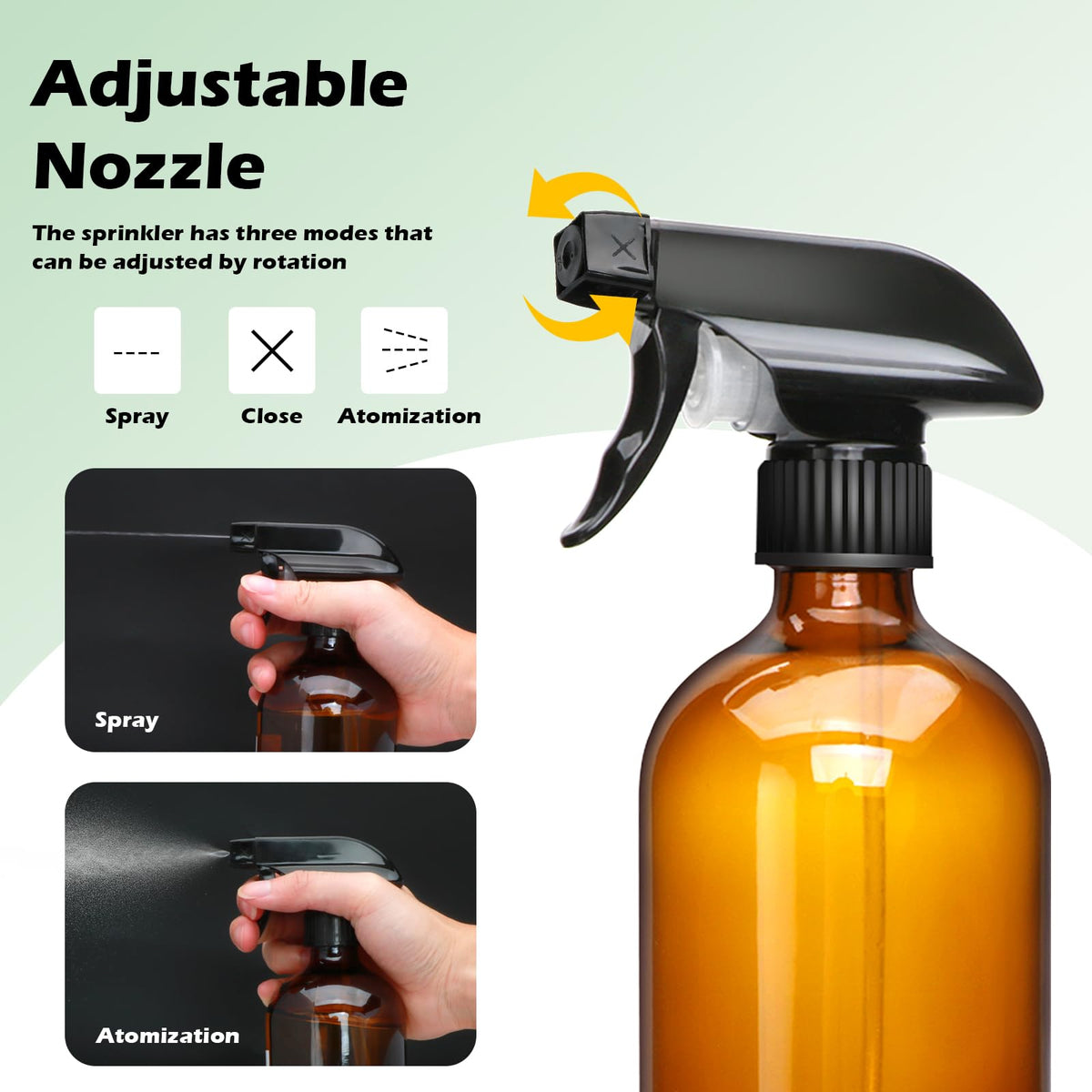 Maredash spray nozzle close-up demonstrating clog-resistant three-mode spray.