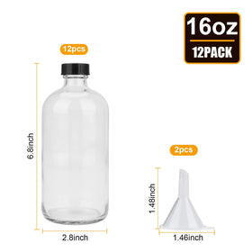 Maredash clear glass bottle close-up with lid, showing a clean leak-free design
