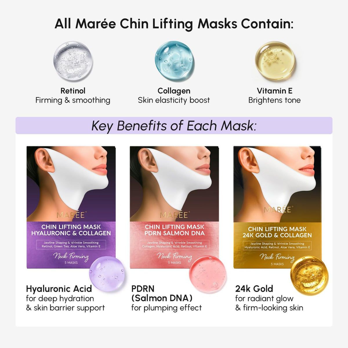 MAREE V Line Lifting Mask face hug hydrogel provides snug comfort and targeted lift