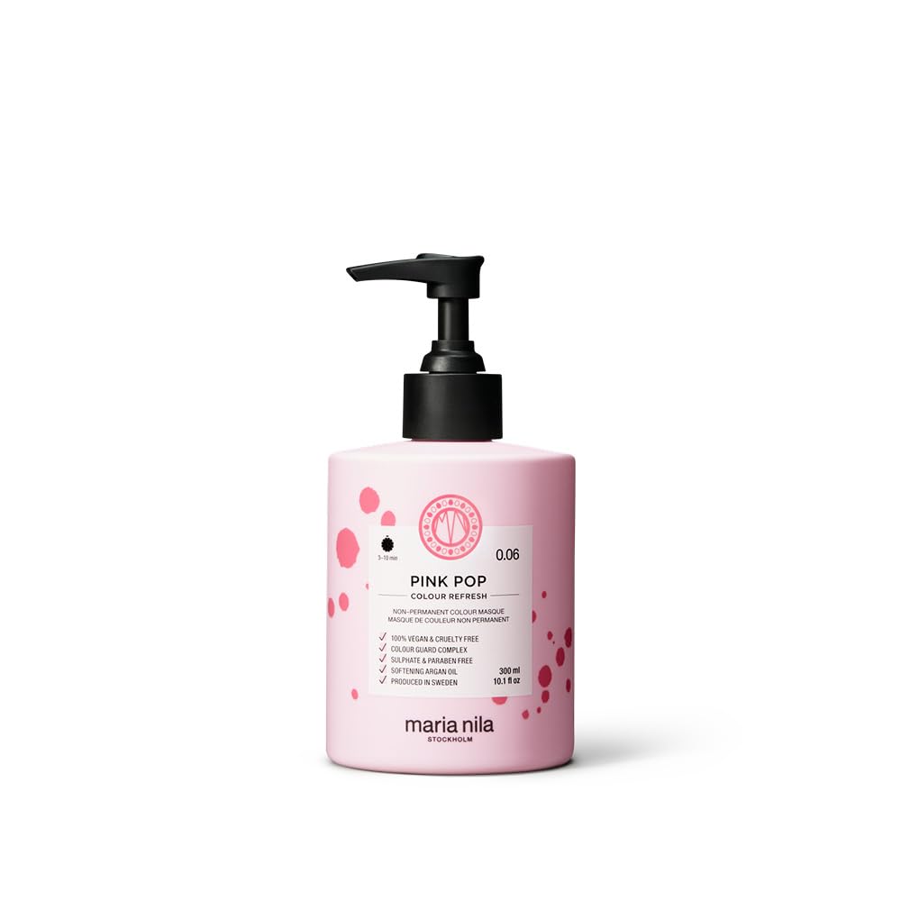 Maria Nila Color Refresh Pink Pop bottle displaying vibrant pigment and conditioning