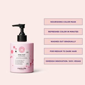 Maria Nila Color Refresh Pink Pop swatches show pastel-to-pink blend options