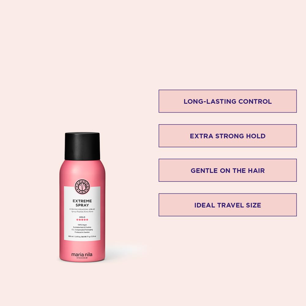 Maria Nila Extreme Spray for updo-ready styling and firm hold.