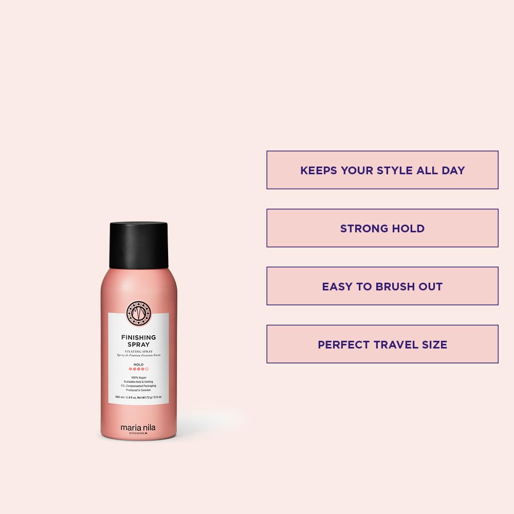 Maria Nila Finishing Spray after-drying application demonstrates light hold