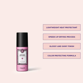 Maria Nila Quick Dry Heat Spray demonstrating heat protection up to 450°F during styling.