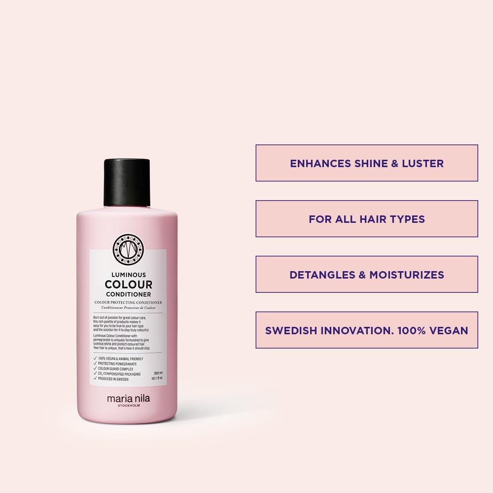 Maria Nila Luminous Colour Conditioner close-up highlighting fruity apple, blackberry and peach fragrance