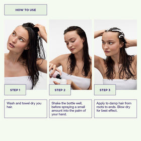 Maria Nila Pure Volume mousse being dispensed demonstrates easy styling and body.