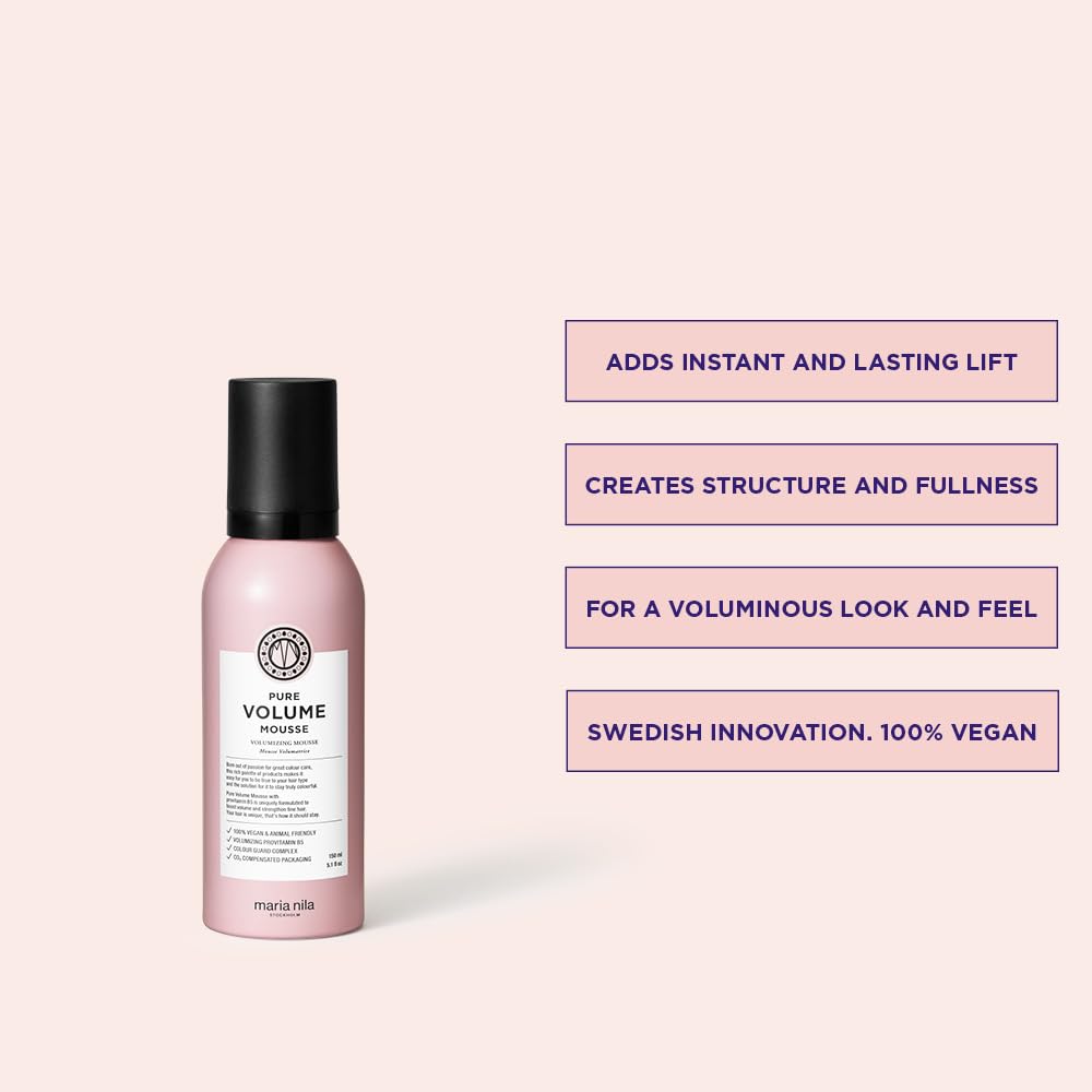 Maria Nila Pure Volume mousse texture close-up highlights creamy volume boost.
