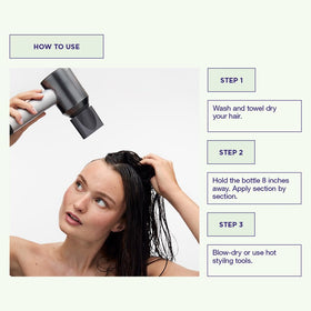 Maria Nila Quick Dry Spray scent features yellow rose, white musk, and pear fragrance.