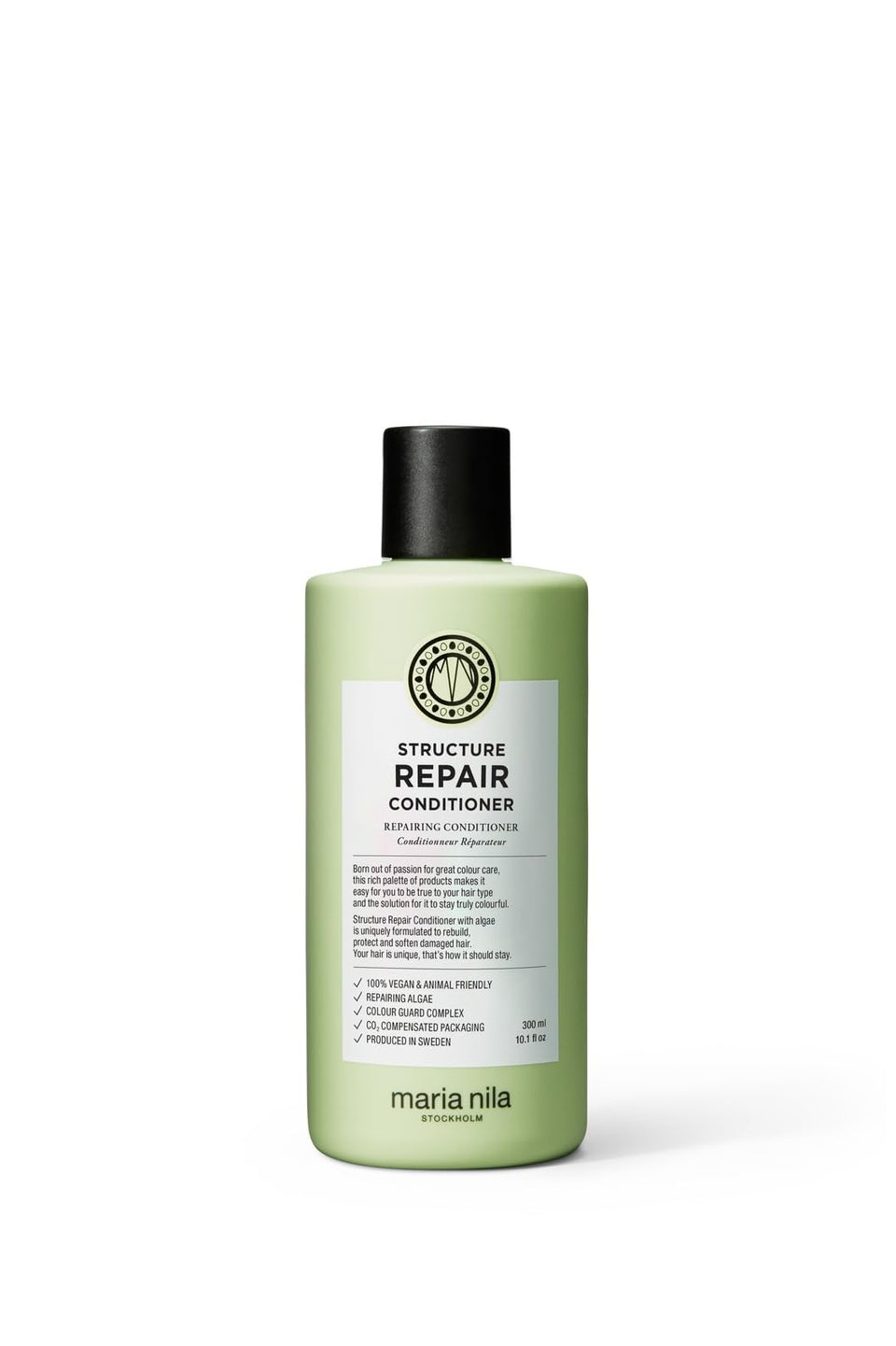 Maria Nila Structure Repair bottle showing detangling and nourishment for damaged hair.