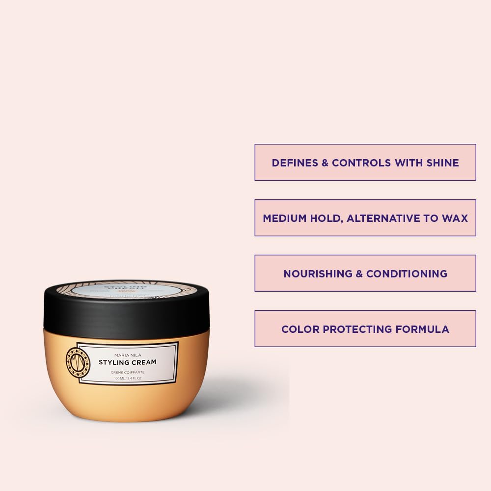 Hair close-up shows improved texture after applying Maria Nila Styling Cream.