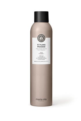 Maria Nila Styling Mousse bottle showcasing volume boost and natural hold