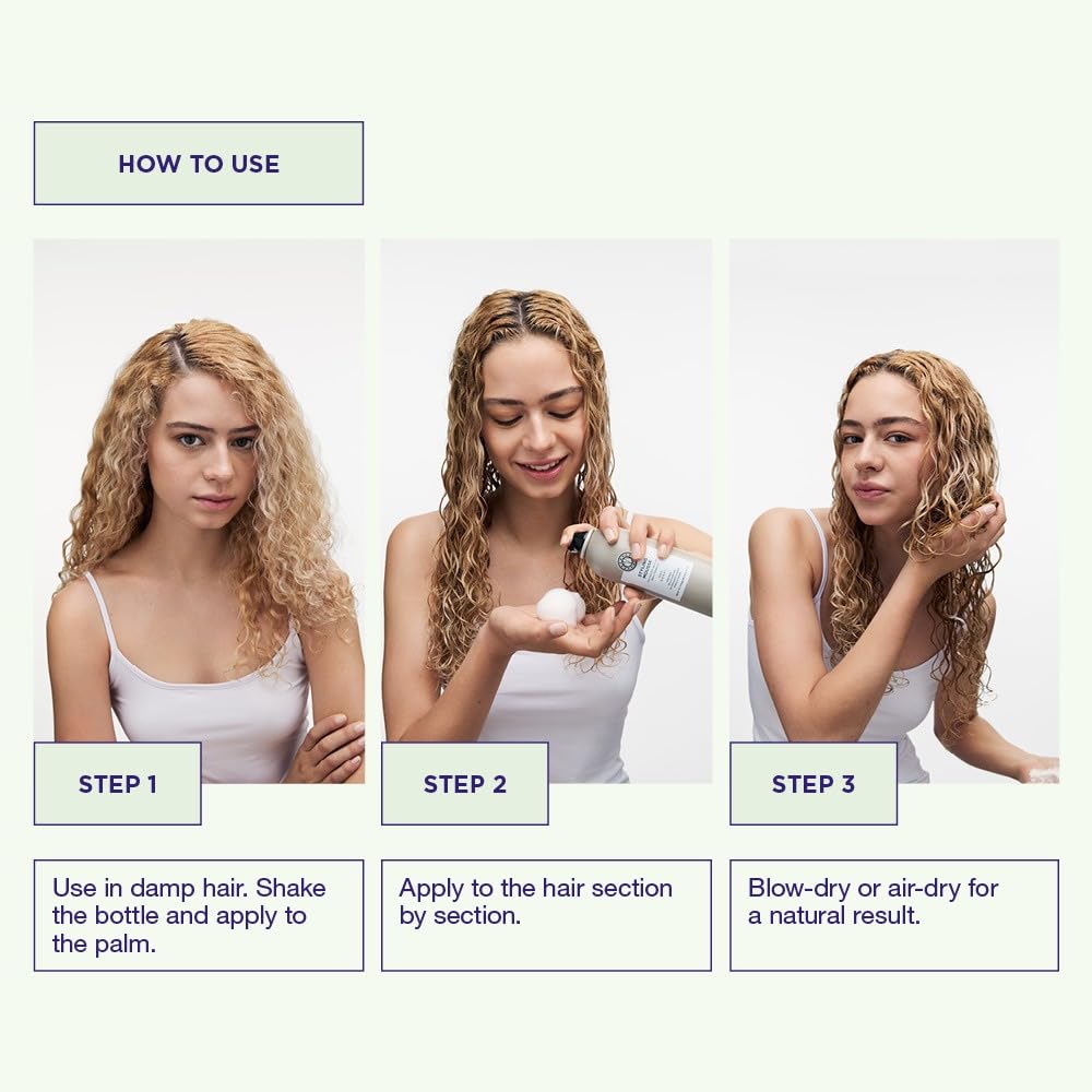 Maria Nila Styling Mousse provides color protection and UV defense for vibrant hair