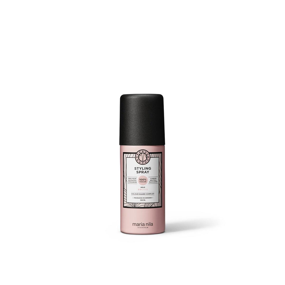 Maria Nila Styling Spray bottle front view with light hold and color protection