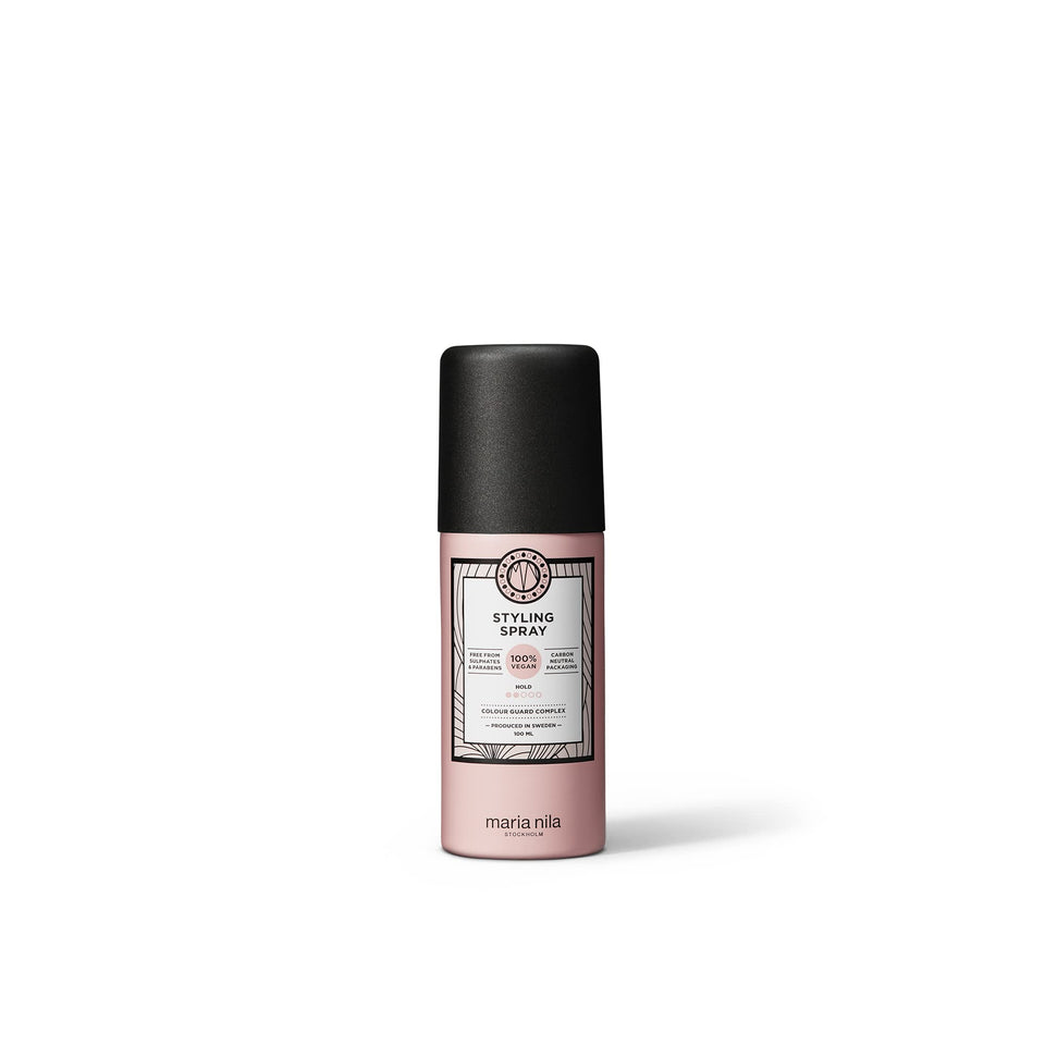 Maria Nila Styling Spray bottle front view with light hold and color protection