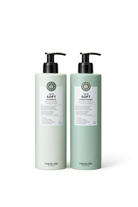 Maria Nila True Soft shampoo bottle moisturizes dry hair for daily care