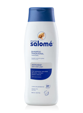 Maria Salomé Shampoo 400ml bottle front view, salt-free and paraben-free formula