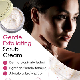 Marie-José & Co Brow Scrub Cream application on clean brow for even prep