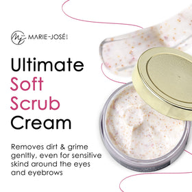Marie-José & Co Exfoliating Brow Scrub Cream texture close-up showing gentle exfoliation