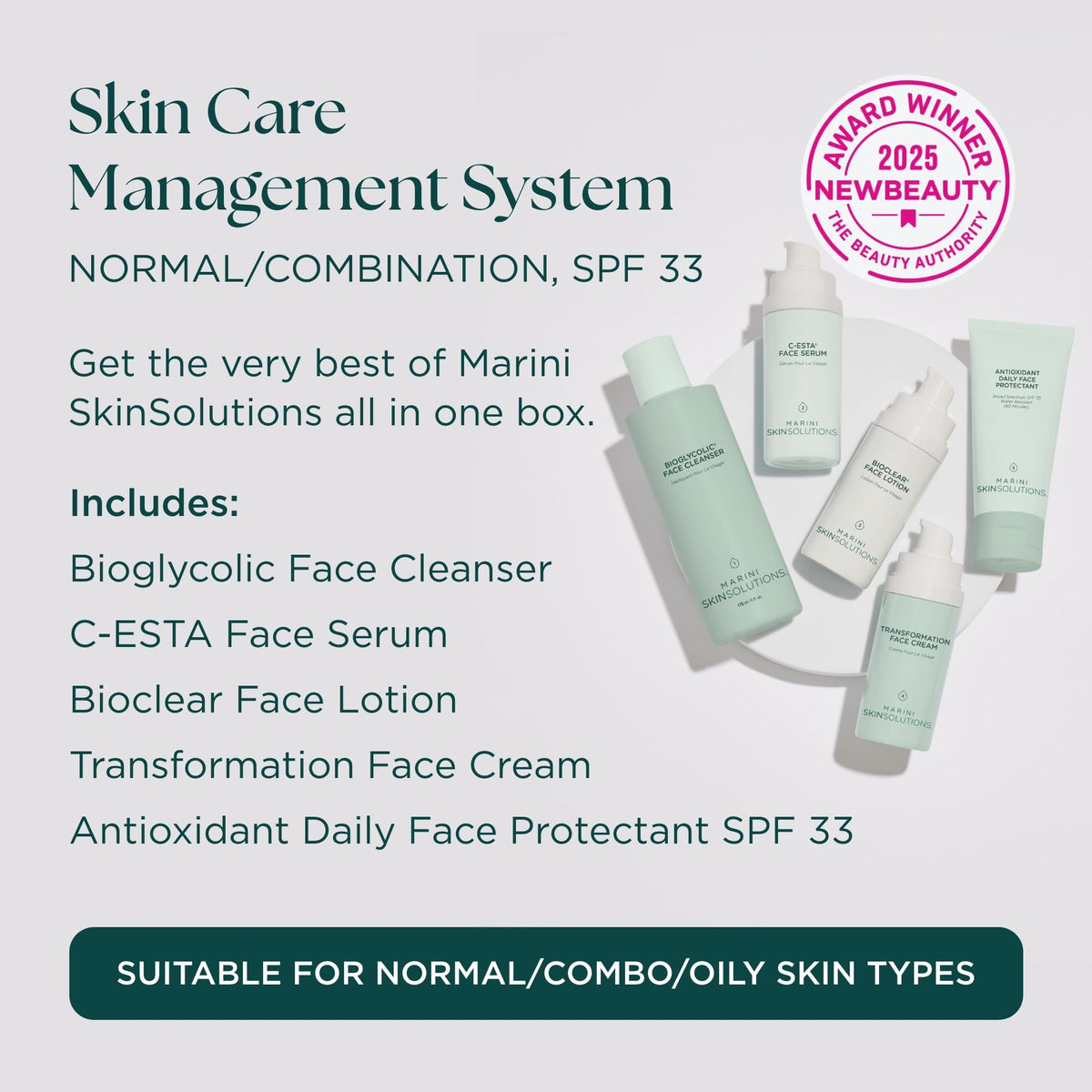 Marini SkinSolutions C-ESTA serum bottle highlighting antioxidant protection and smoother tone
