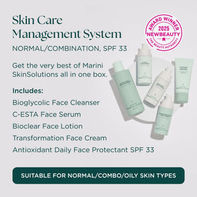 Marini SkinSolutions C-ESTA serum bottle highlighting antioxidant protection and smoother tone