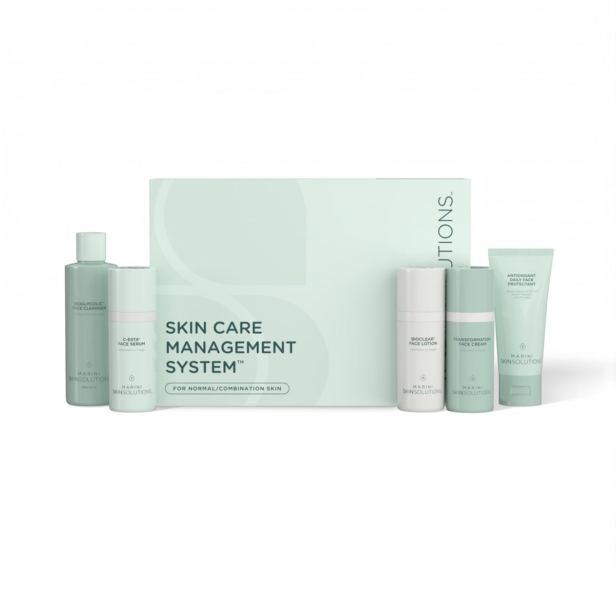 Marini SkinSolutions face cleanser bottle for a refreshing cleanse and brighter-looking skin