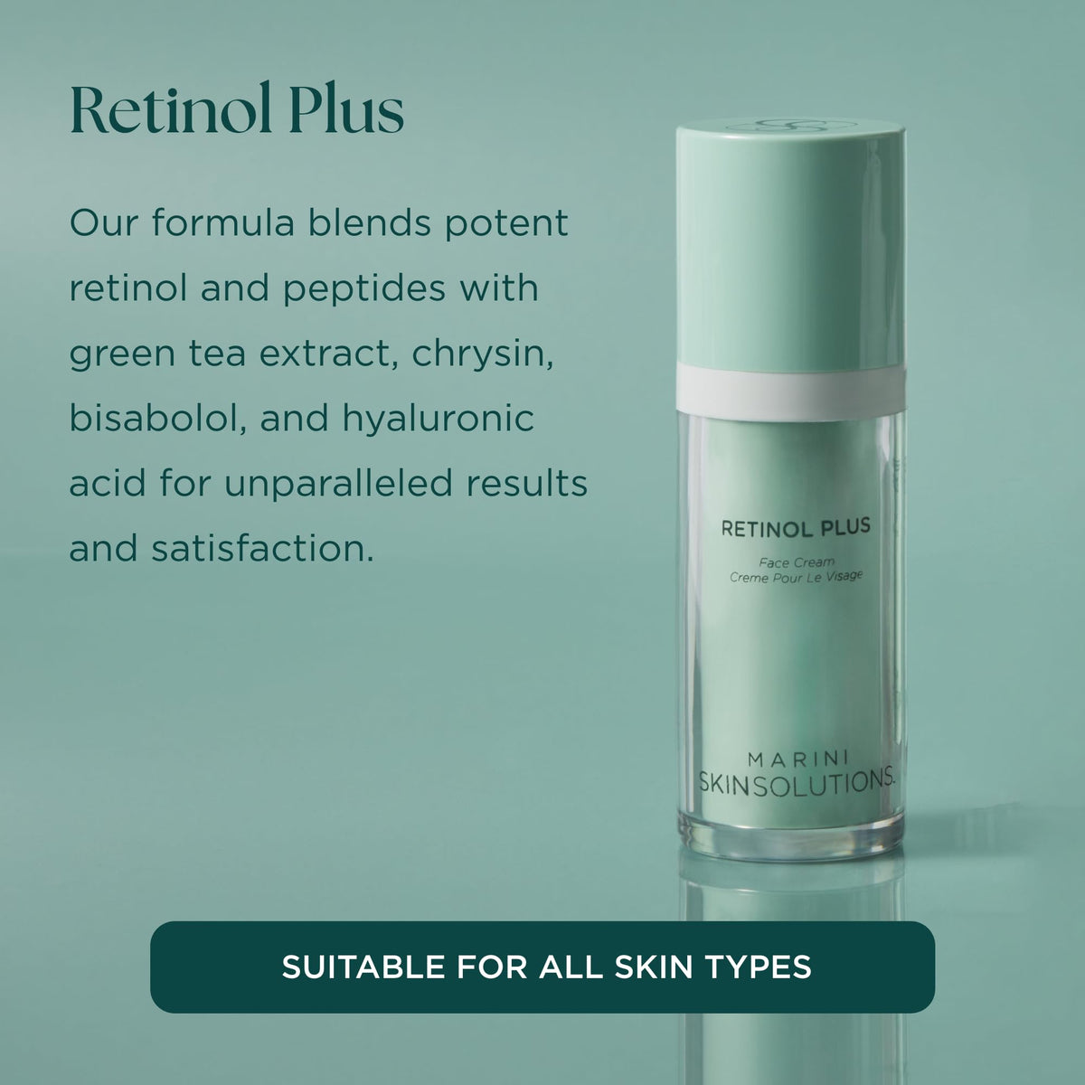 Marini SkinSolutions Retinol Plus application demonstrates easy, quick-absorbing use.