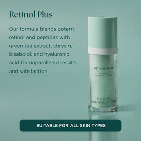Marini SkinSolutions Retinol Plus application demonstrates easy, quick-absorbing use.