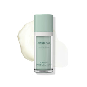 Marini SkinSolutions Retinol Plus bottle showcases a premium anti-aging lotion for smoother skin.