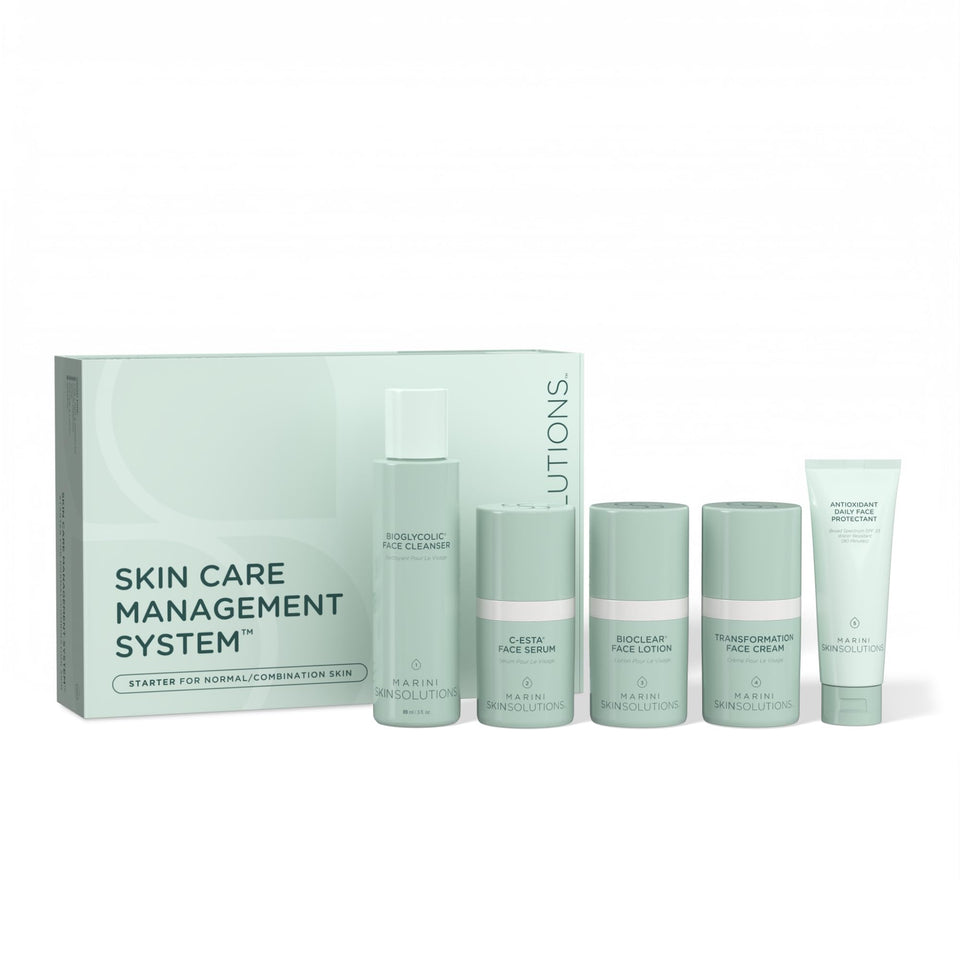 Marini SkinSolutions travel-size starter kit box for convenient daily routines on the go