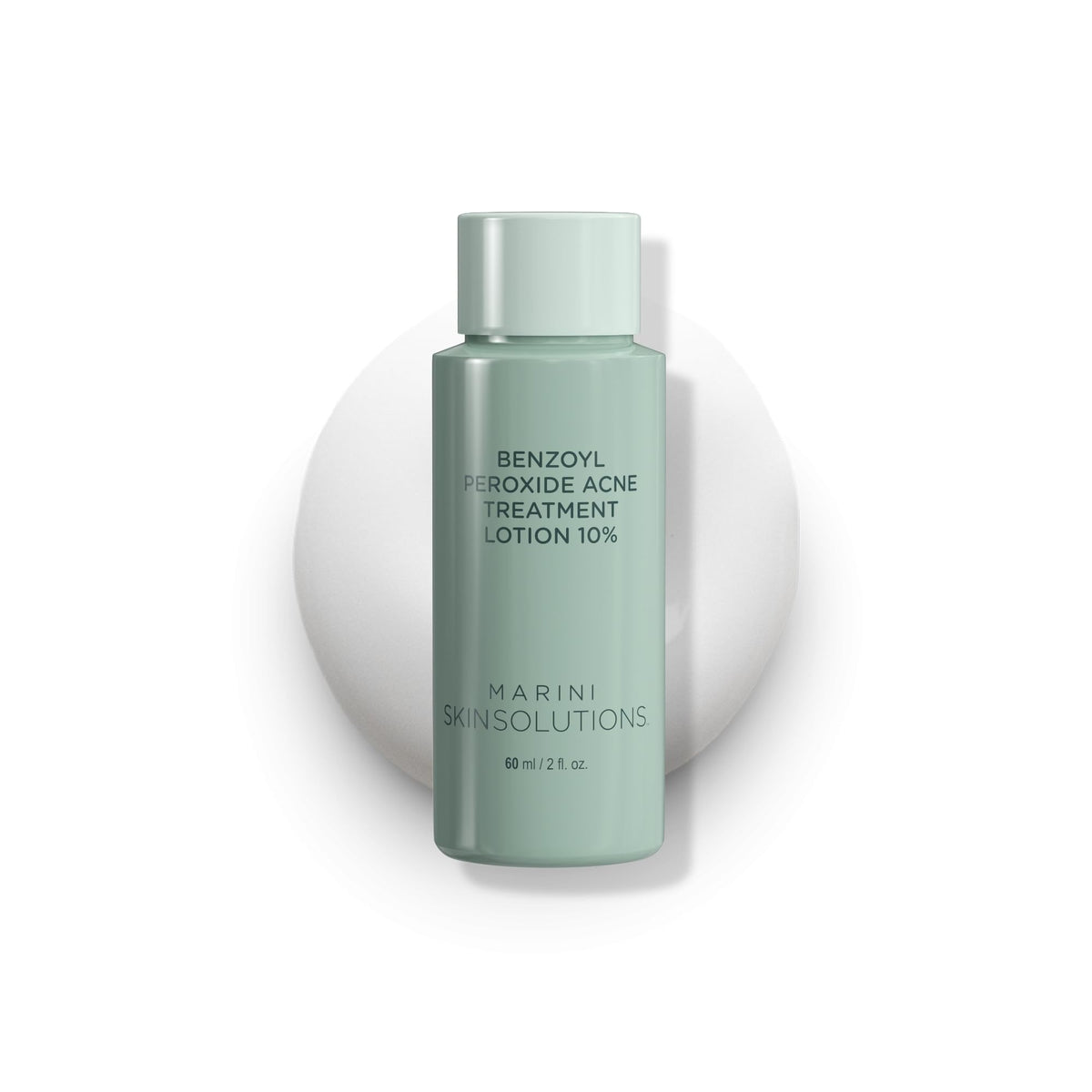 Marini SkinSolutions benzoyl peroxide acne treatment bottle showing 5% formula for clearer pores