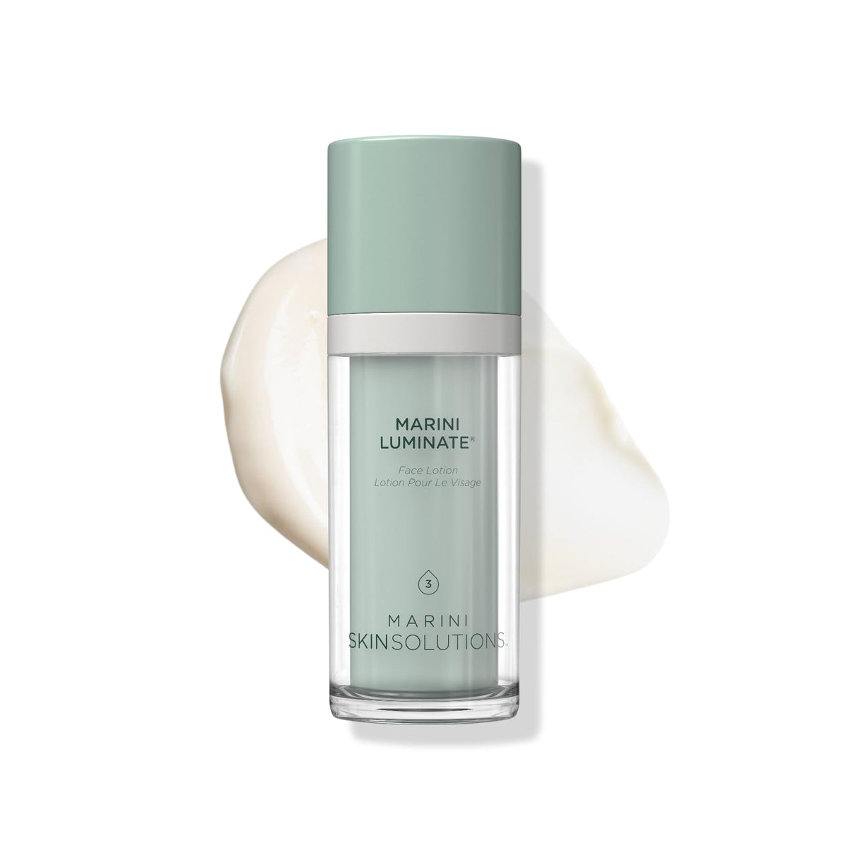 Marini SkinSolutions Luminate Face Lotion bottle on a clean surface promotes even skin tone.